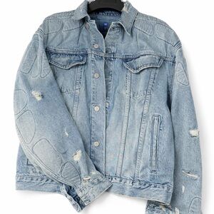Yeezy Light Blue Distressed Denim Jacket